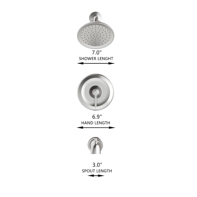 allen + roth Townley Brushed Nickel 1-handle Single Function Round Bathtub and Shower Faucet Valve Included - Image 6