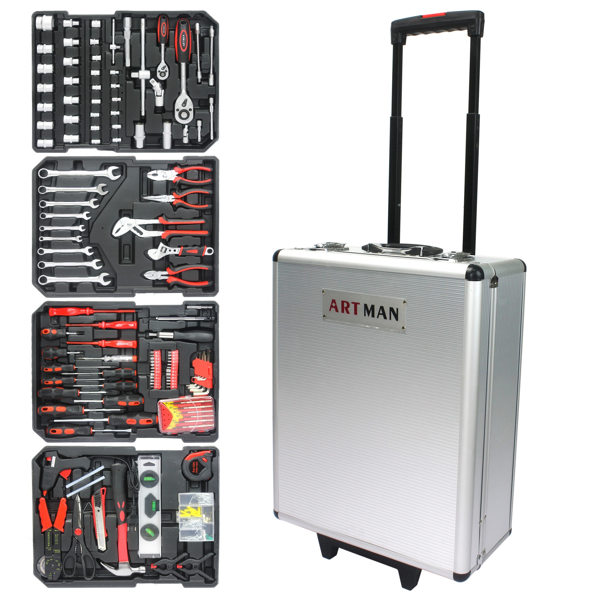 899 -Piece Standard (SAE) and Metric Chrome Mechanics Tool Set with Hard Case