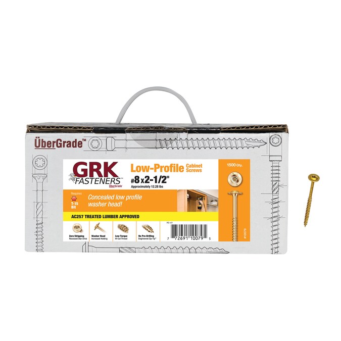 GRK #8 x 2-1/2-in Polymer Interior Cabinet Mounting Screws (1500-Per Box)