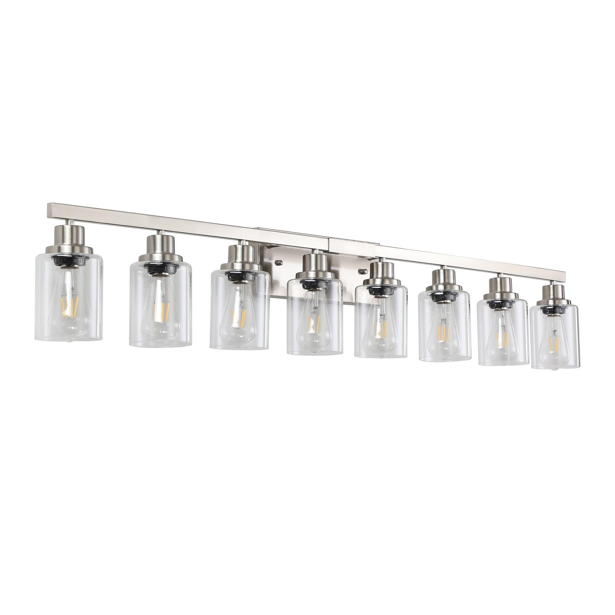Vanity Light with Clear Glass Shades 51.2-in 8 -Light Brushed Nickel Modern/contemporary Vanity light - Image 9