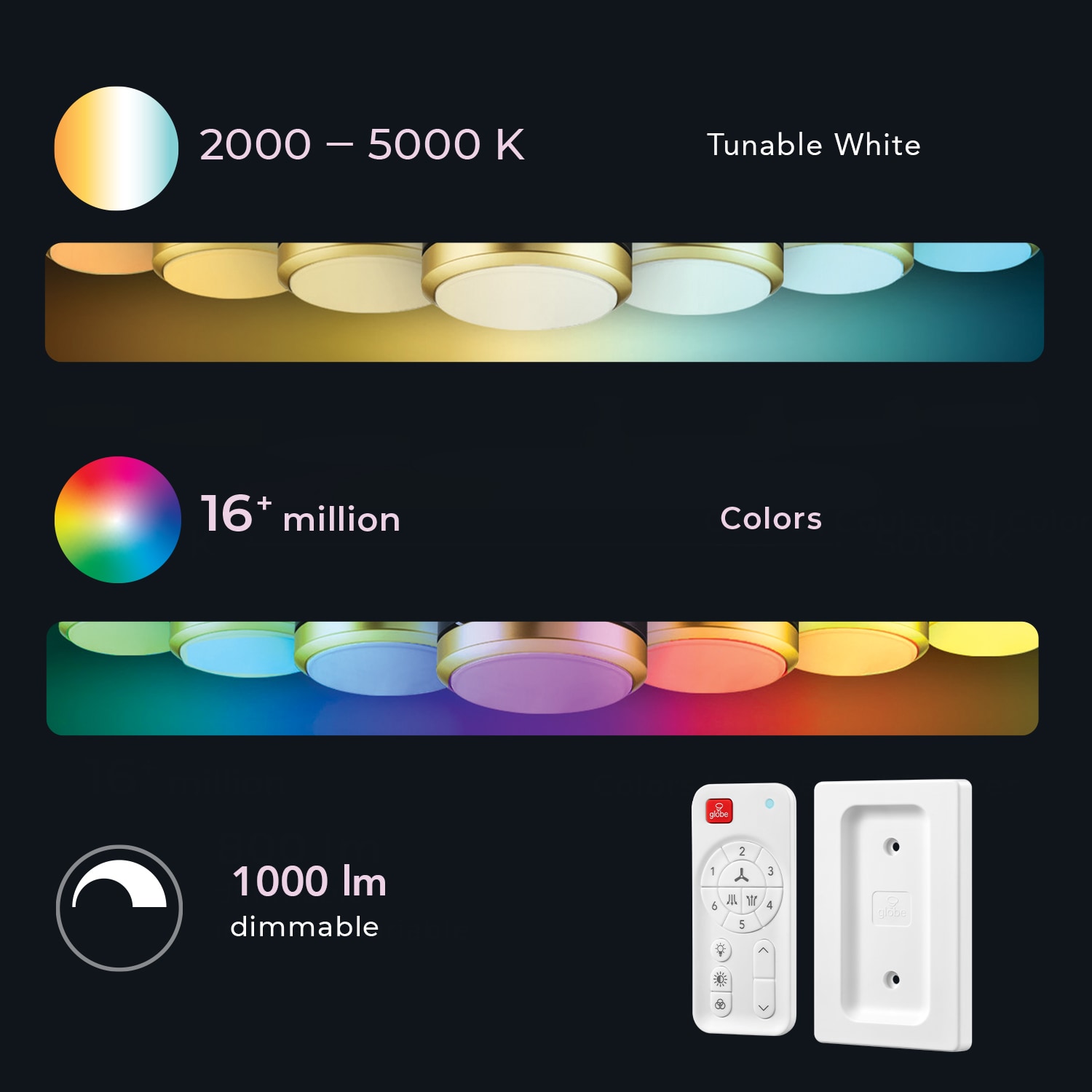 Caledon 52-in Color-Changing Integrated LED Outdoor Flush Mount Smart Black/Brushed Gold with Black Blades Ceiling Fan With Light - Remote Included ( 3 -Blade ) - Image 11