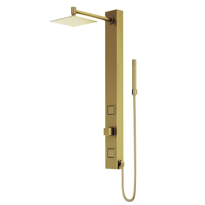 VIGO Orchid Matte Brushed Gold 8-in Waterfall Shower Panel System with 3-way Diverter