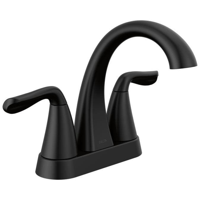 Delta Arvo Matte Black 4-in centerset 2-Handle WaterSense Bathroom Sink Faucet with Drain