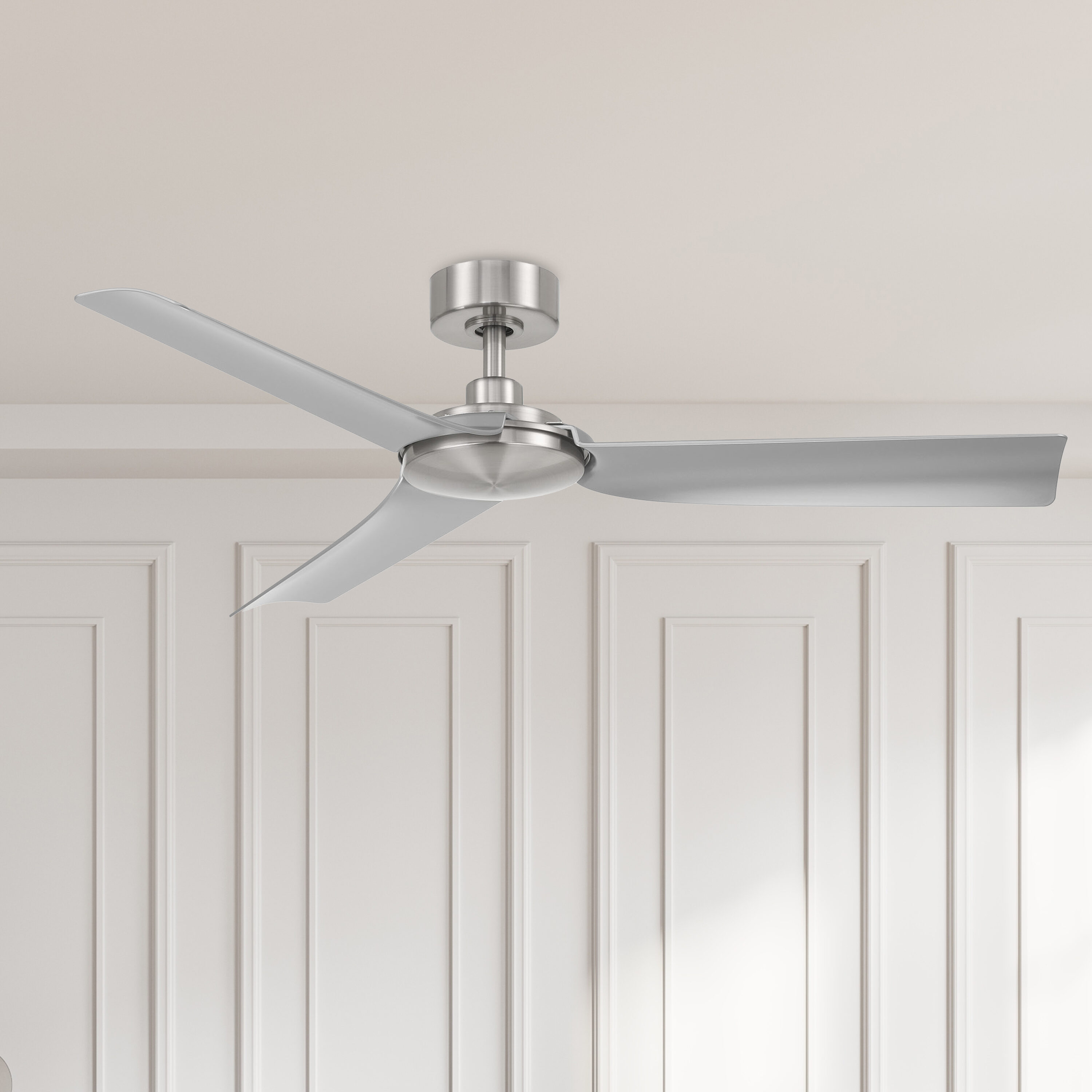Lochwood 52-in Outdoor Brushed Nickel with Matte Silver Blades Ceiling Fan Without Light - Remote Included ( 3 -Blade )