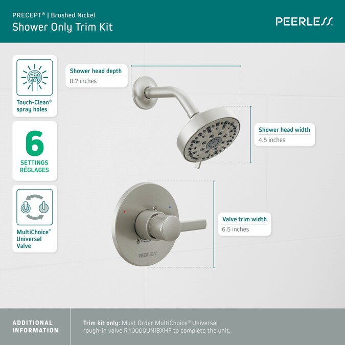 Peerless Apex Brushed Nickel 1-handle Single Function Round Shower Faucet - Image 5