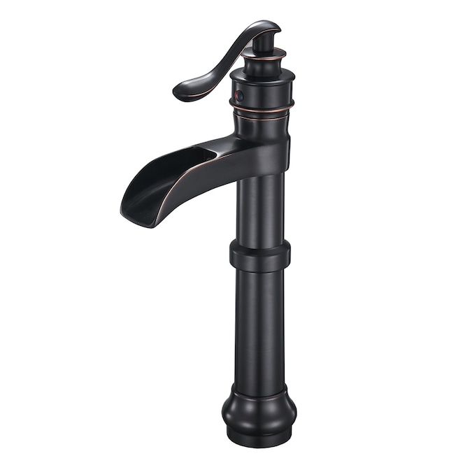 WELLFOR Oil Rubbed Bronze Single Hole 1-Handle Waterfall Bathroom Sink Faucet