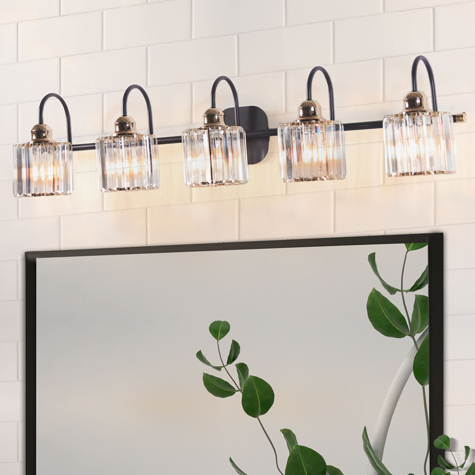 Glam 40.55-in 5 -Light Matte Black Modern/contemporary Vanity light