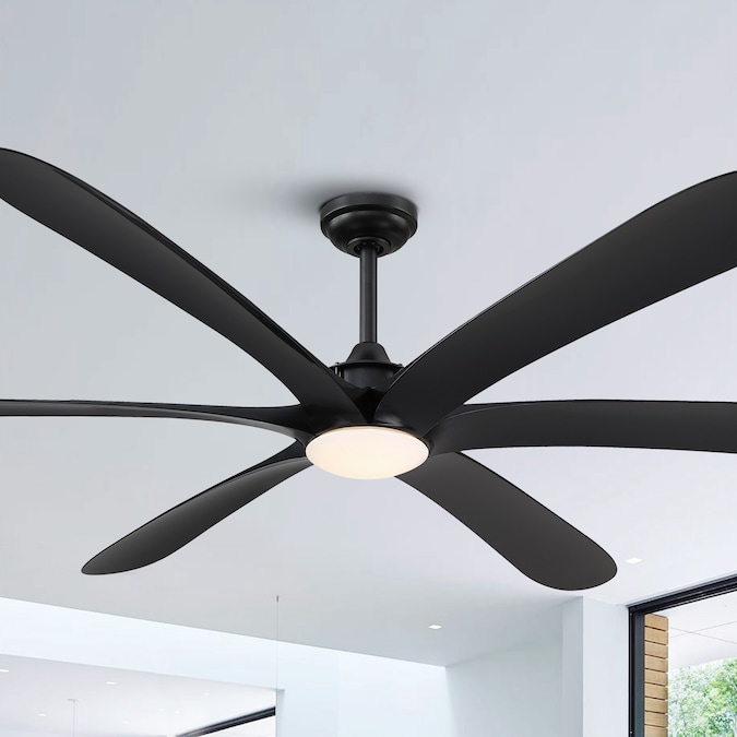 Parrot Uncle 72-in Black Integrated LED Indoor/Outdoor Ceiling Fan with Light and Remote (6-Blade)