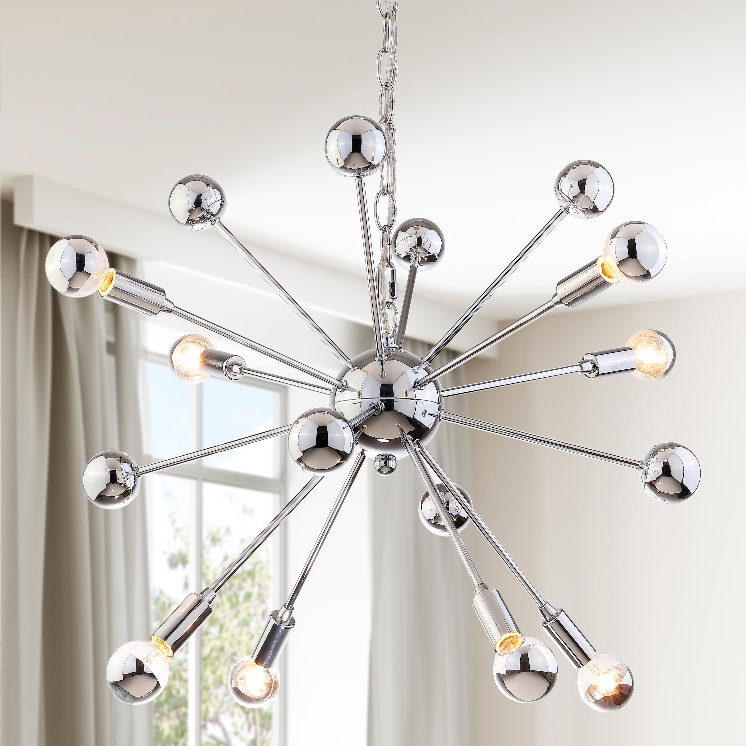 Glenn 22.5" Metal Sputnik-Style Transitional 8 -Light Chrome Modern/contemporary For Use in Bedrooms, Dining Rooms, Foyers, Kitchens, Living Rooms Chandelier