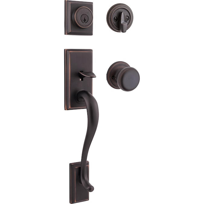 Kwikset Signature Series Hawthorne Venetian Bronze Single-Cylinder Deadbolt Keyed Entry Door Handleset Knob Smartkey