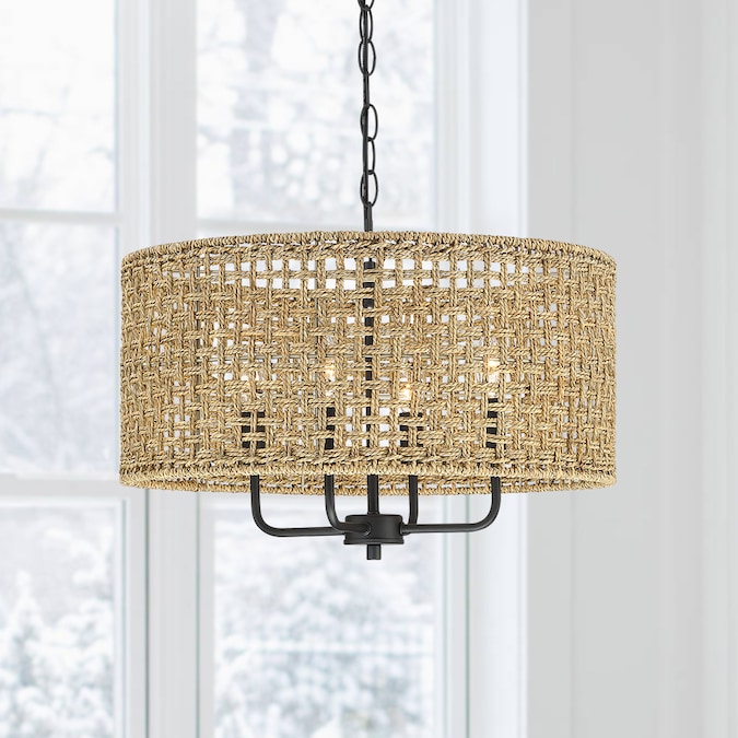True Fine Marina 4-Light Matte Black Coastal LED Dry rated Chandelier