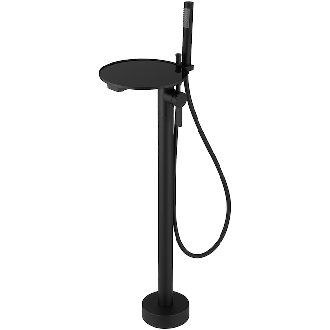 BWE Matte Black 1-handle Freestanding Low-arc Bathtub Faucet with Hand Shower (Valve Included)