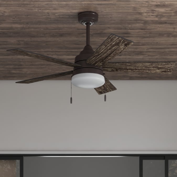 Harbor Breeze Kennerly 44-in Bronze with Gray Wash/Cocoa Blades LED Indoor/Outdoor Ceiling Fan with Light (5-Blade)