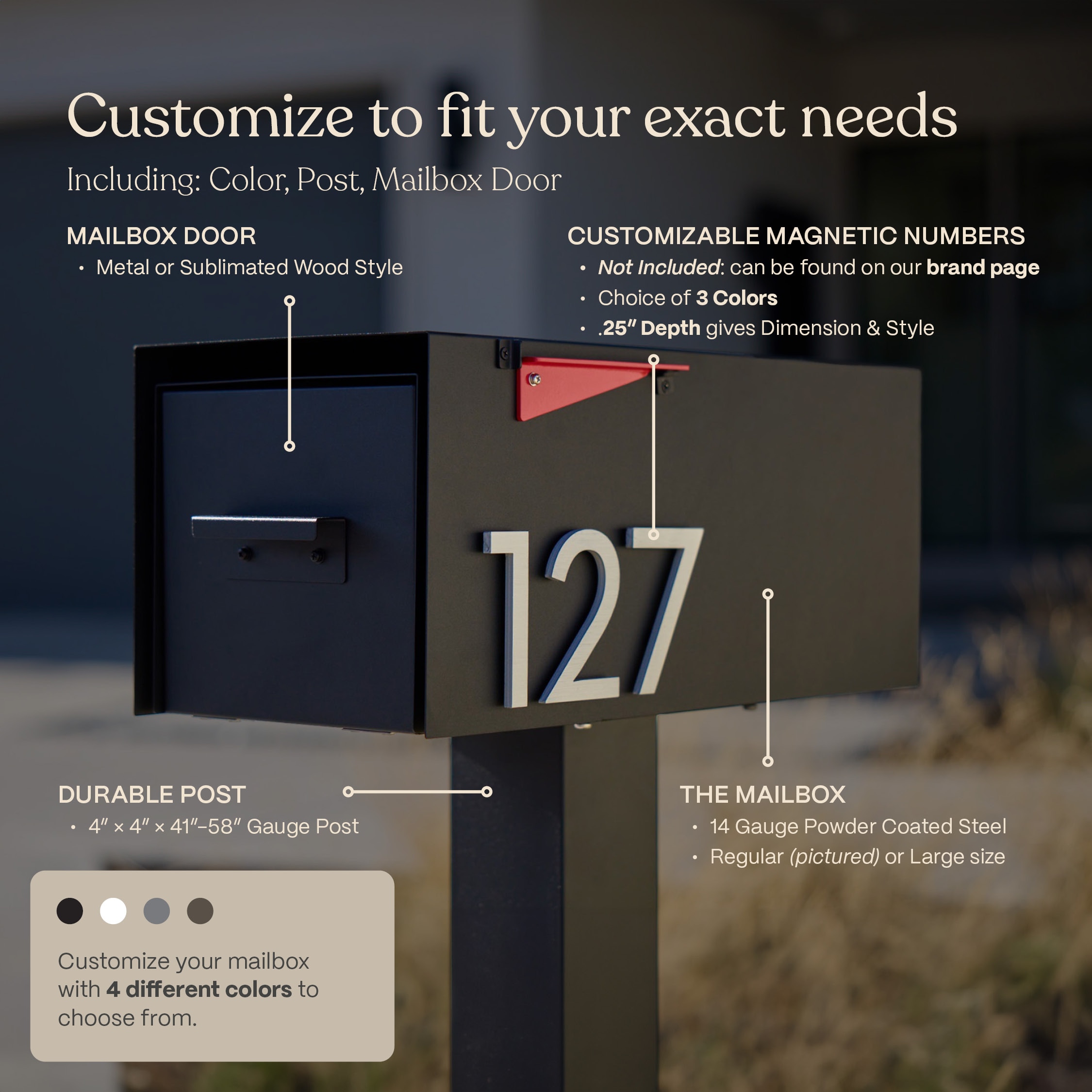 Post-Mounted Mailboxes 4 x 4 White Steel - Image 9