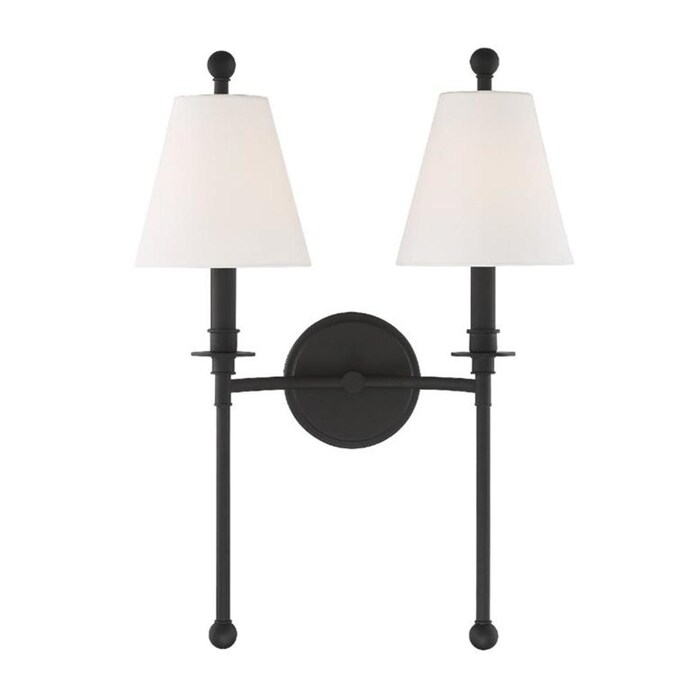 Crystorama Riverdale 15-in W 2-Light Matte Black Transitional Incandescent Wall Sconce