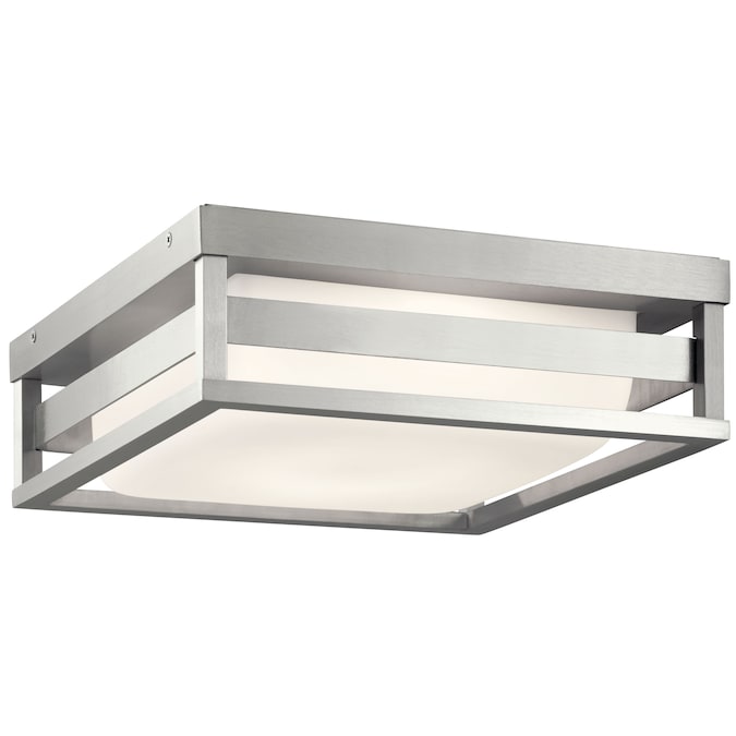 Kichler Ryler 1-Light 12-in Brushed Aluminum Indoor/Outdoor LED Flush Mount Light