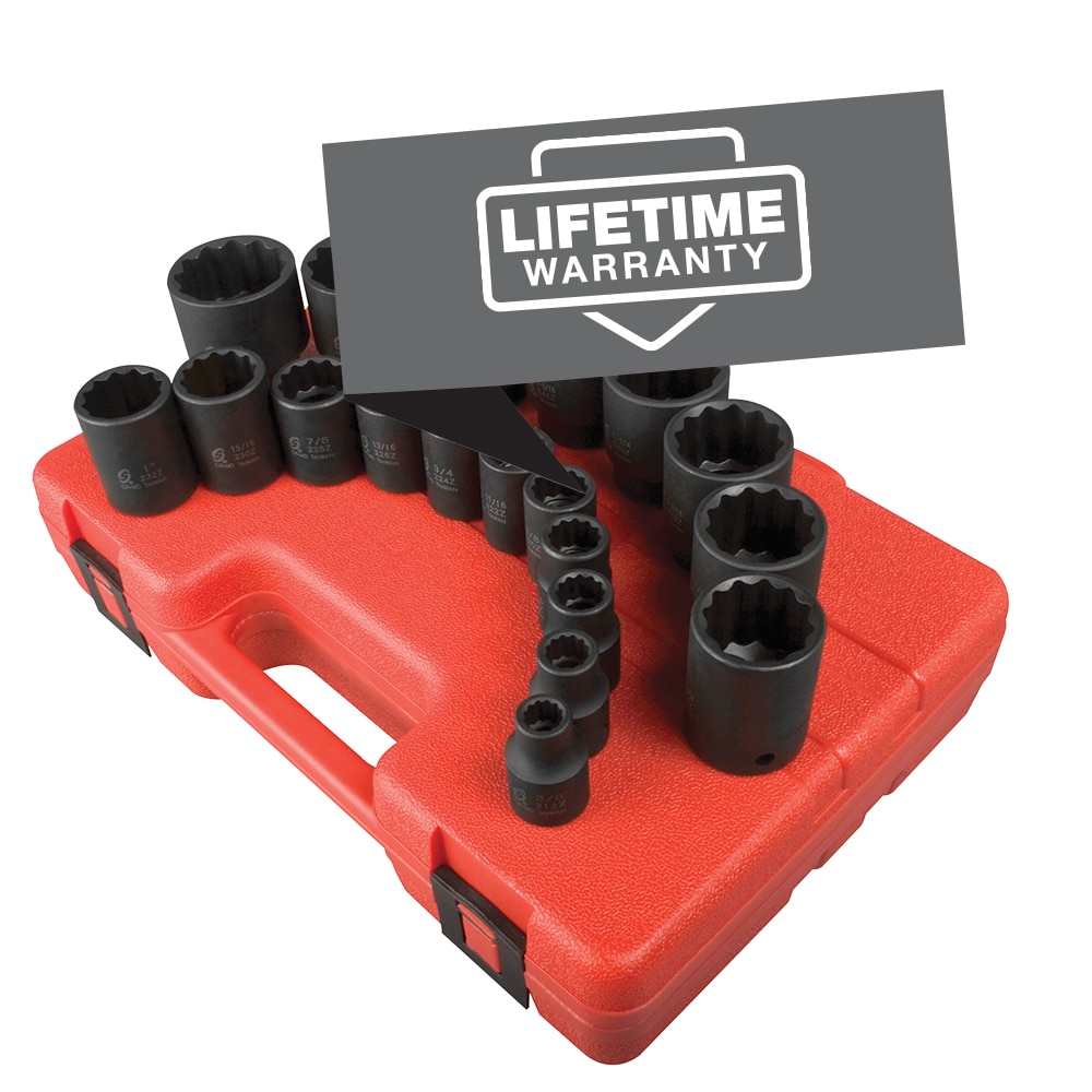 19 -Piece Standard (SAE) 1/2-in Drive Set 12-point Impact Socket Set