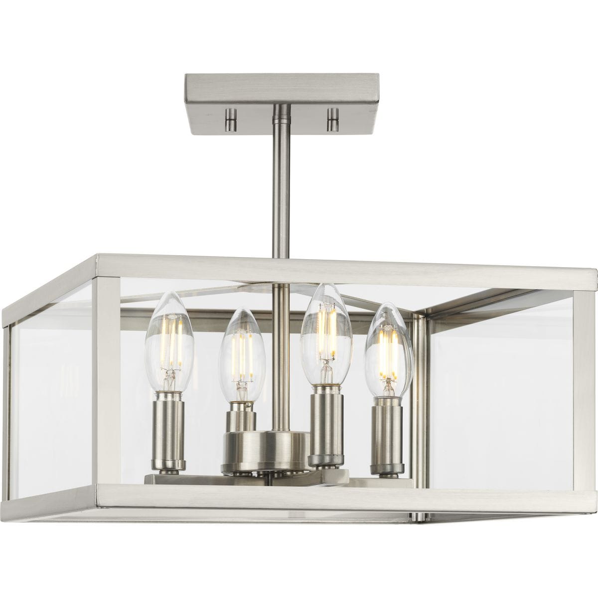 Hillcrest 4 -Light 13-in Brushed Nickel Semi Flush Mount Light