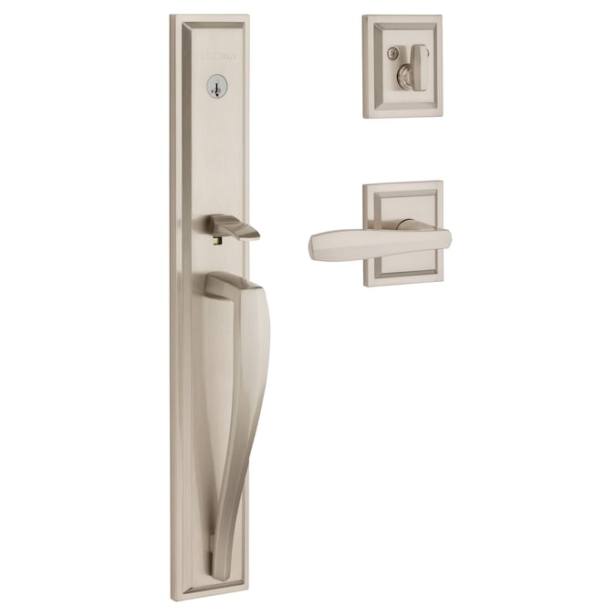 Baldwin Prestige Series Torrey Pines Satin Nickel Single-Cylinder Deadbolt Entry Door Handleset with Torrey Lever and Smartkey