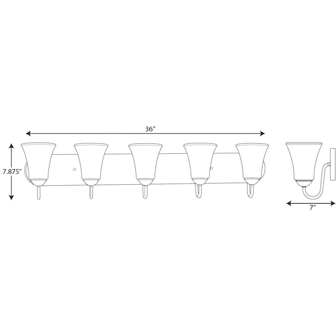 Progress Lighting Classic 36-in 5-Light Brushed Nickel Transitional Vanity Light - Image 6