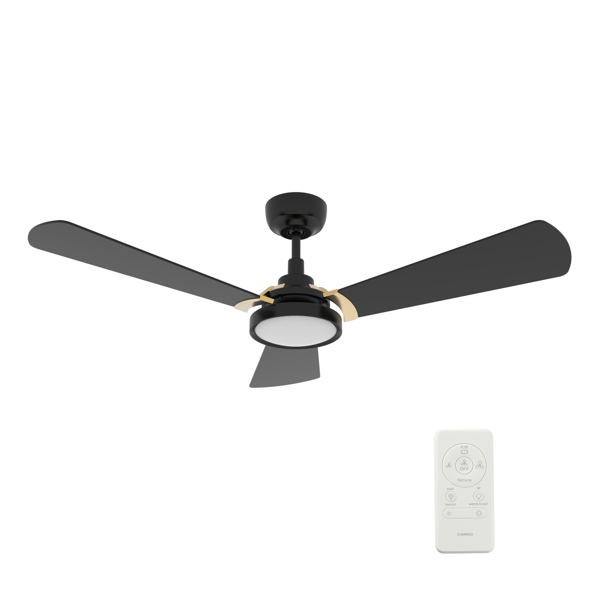 Veter 56-in Integrated LED Outdoor Smart Black with Black Blades Ceiling Fan With Light - Remote Included ( 3 -Blade )