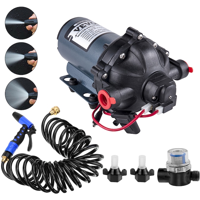 VEVOR 12V DC Portable Water Pump Kit, 5.5 GPM, 70 PSI, with 25 ft Coiled Hose - Ideal for Boats, Fish Tanks, and More