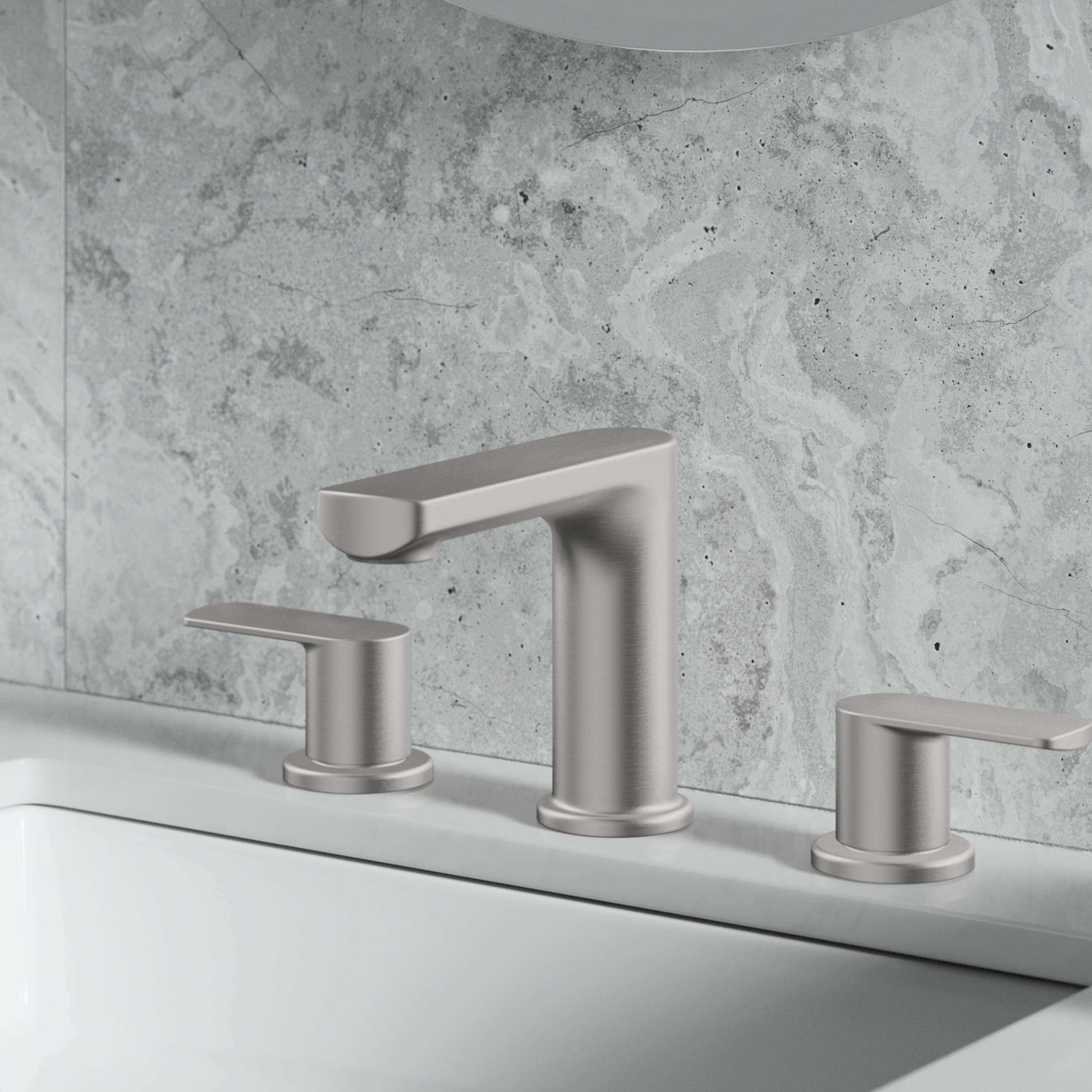 Candace Brushed Nickel Widespread 2-handle WaterSense Mid-arc Residential Handle Bathroom Sink Faucet with Drain