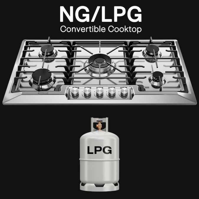 Empava 36-in 5 Burners Stainless Steel Gas Cooktop - Image 2