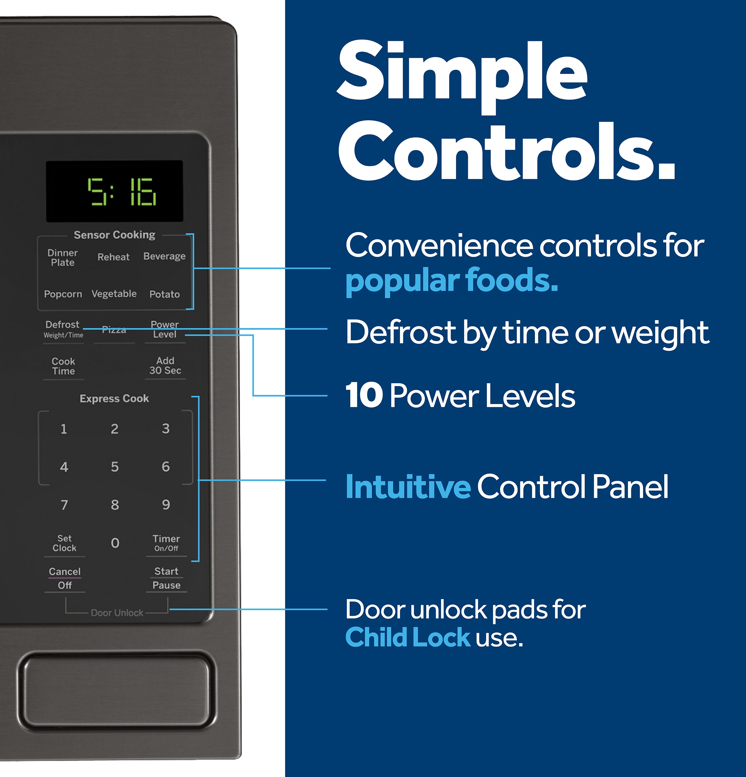 1.6-cu ft Large (Greater than 1.5-cu ft) 1150 -Watt Sensor Cooking Controls Countertop Microwave ( Black ) - Image 8