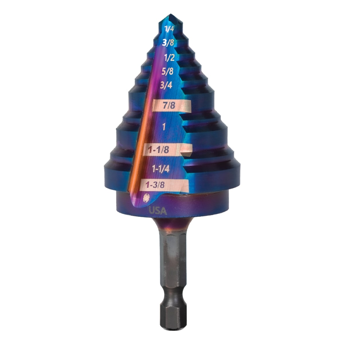 Mach-Blue 1/4-in 10 -Step Drill Bit ( 1/4-in to 1-3/8-in )