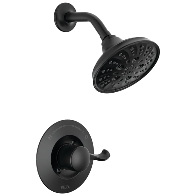 Delta Esato Matte Black 1-handle Multi-function Round Shower Faucet Valve Included