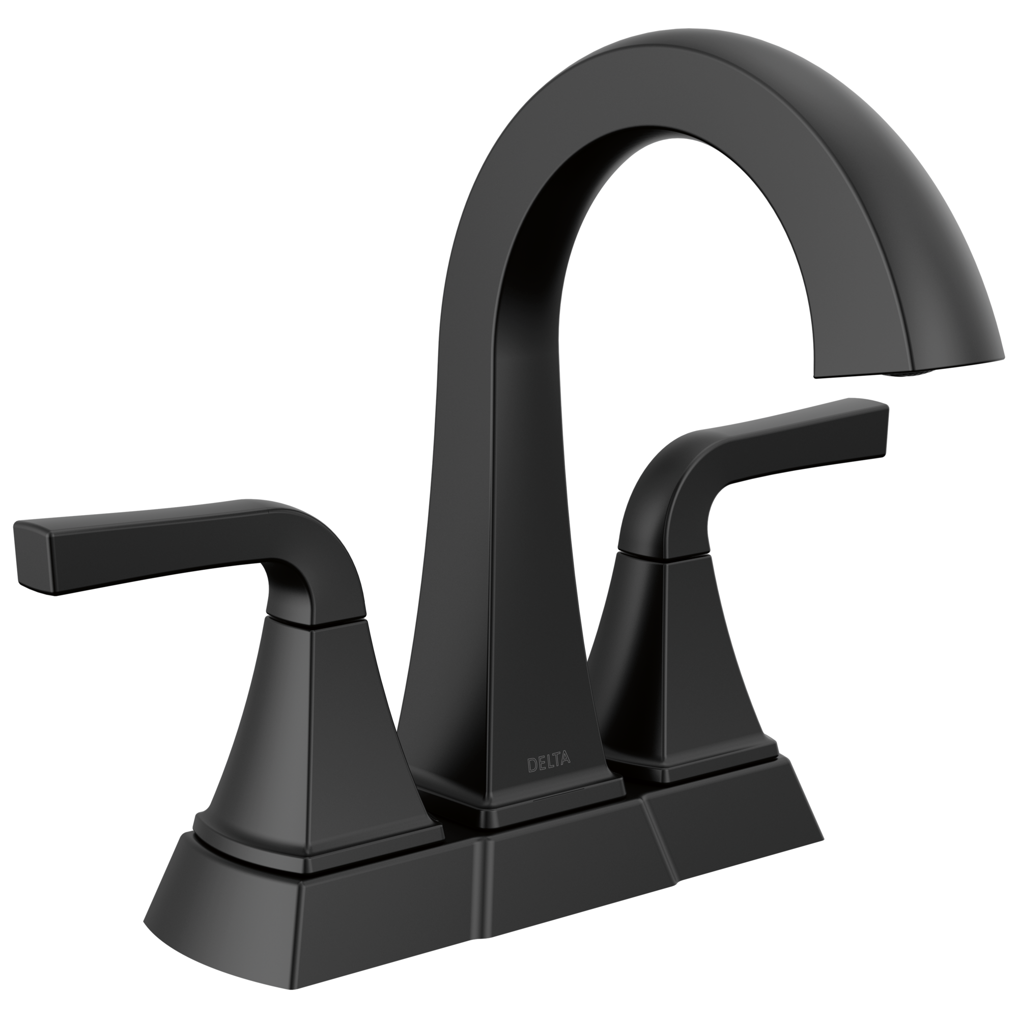 Knoxville Matte Black 4-in centerset 2-handle WaterSense Mid-arc Residential Handle Bathroom Sink Faucet with Drain
