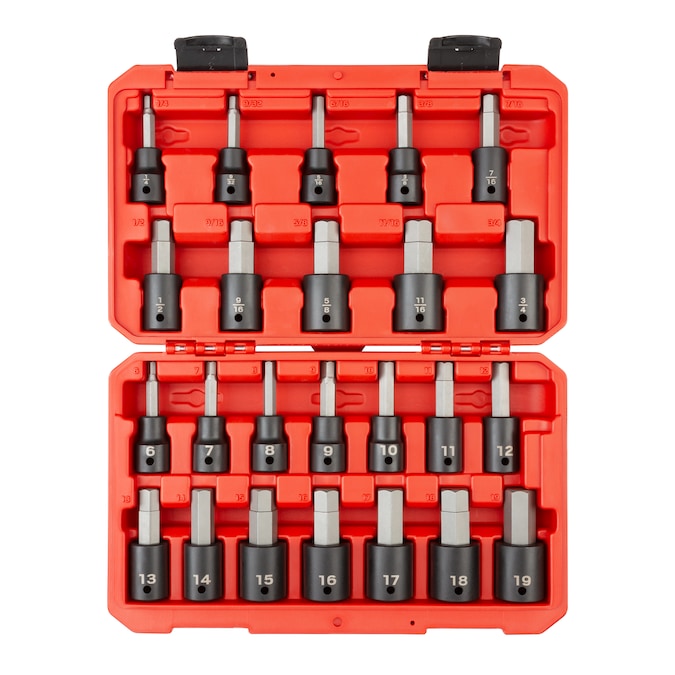 TEKTON 24-Piece 1/2-in Drive Set Hex Bit Driver Socket Set