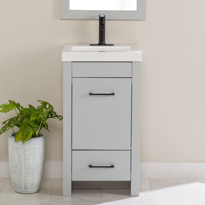 Diamond NOW Winnie 18-in Pearl Gray Single Sink Bathroom Vanity with White Cultured Marble Top