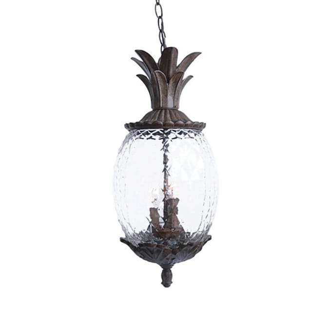 Acclaim Lighting Augusta 3-Light Burled Walnut Traditional Seeded Glass Lantern Medium Outdoor Pendant Light