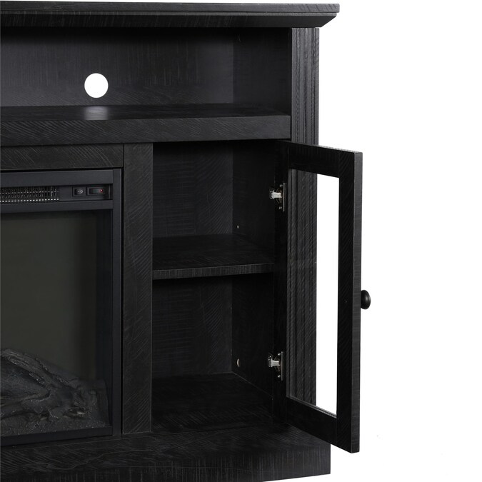 Ameriwood Home 47.24-in W Black Oak TV Stand with Fan-forced Flat Wall Electric Fireplace - Image 8