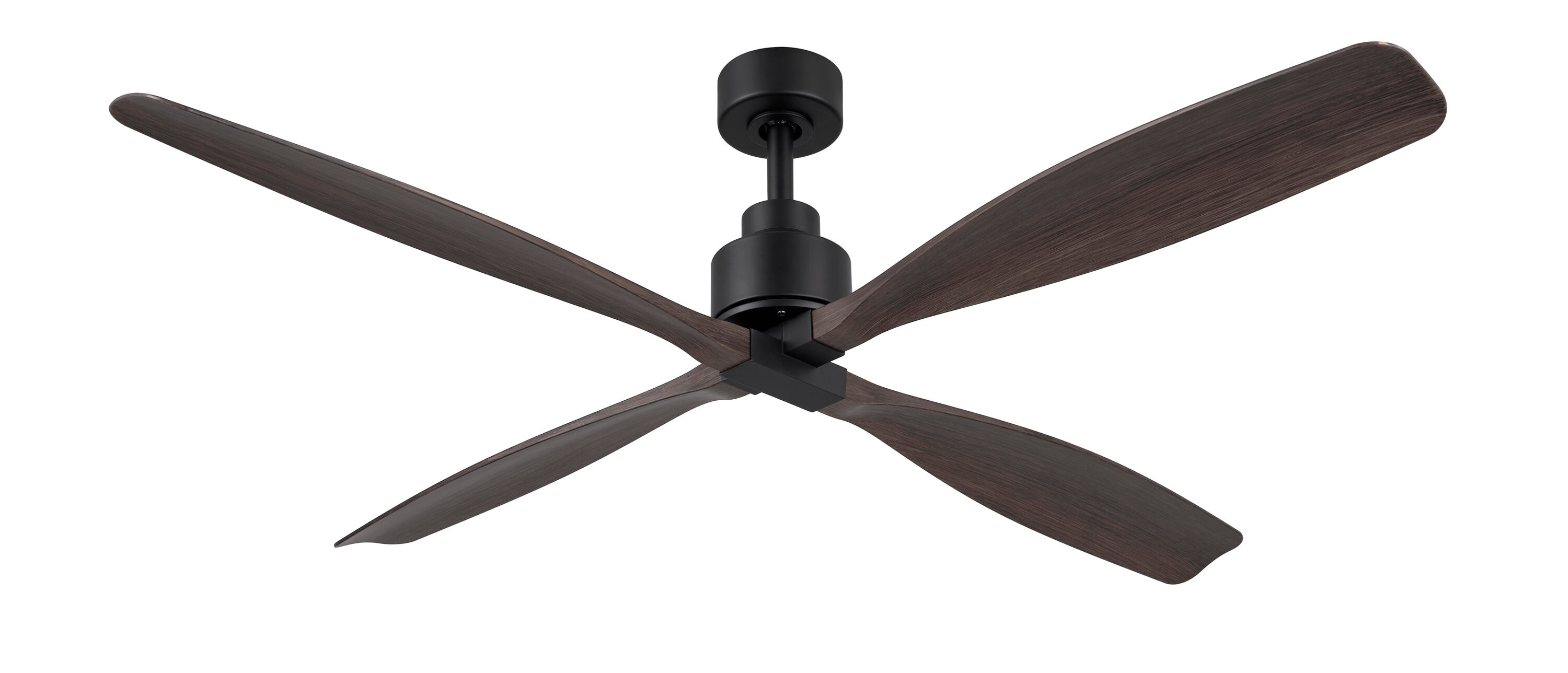 Shorehaven 56-in Outdoor Matte Black with Dark Teak Blades Ceiling Fan Without Light - Remote Included ( 4 -Blade ) - Image 4