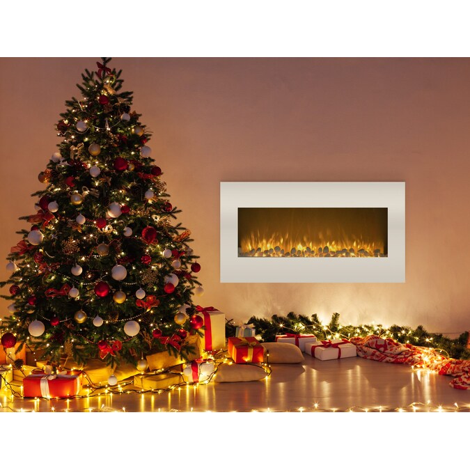 Hastings Home 36-in W White LED Wall-mount Electric Fireplace with Remote Control Included - Image 5