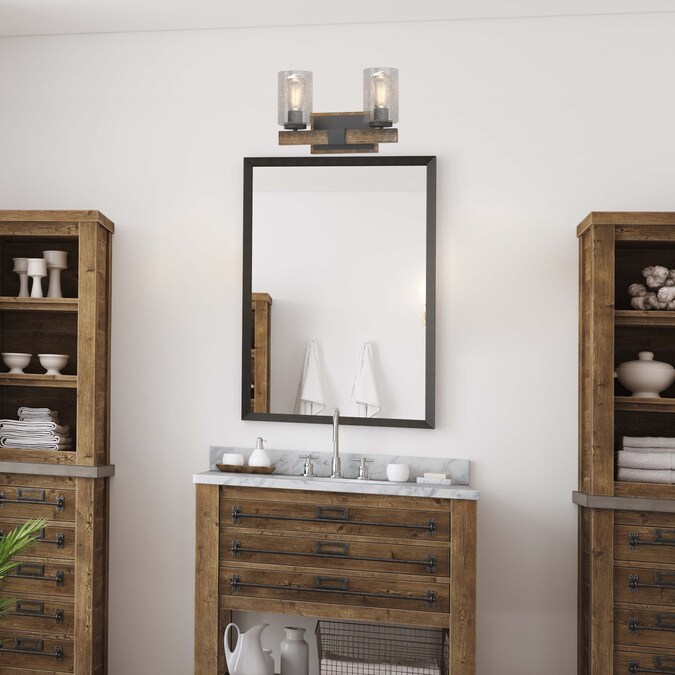 Volume Lighting 14.75-in 2-Light Satin Black Farmhouse Vanity Light