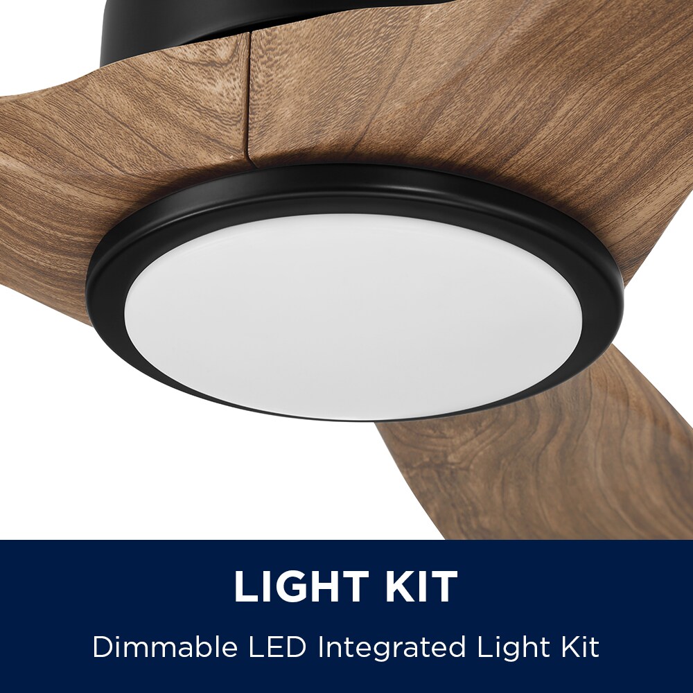 52-in Color-Changing Integrated LED Flush Mount Matte Black with Dark Walnut Blades Propeller Ceiling Fan With Light - Remote Included ( 3 -Blade ) - Image 2