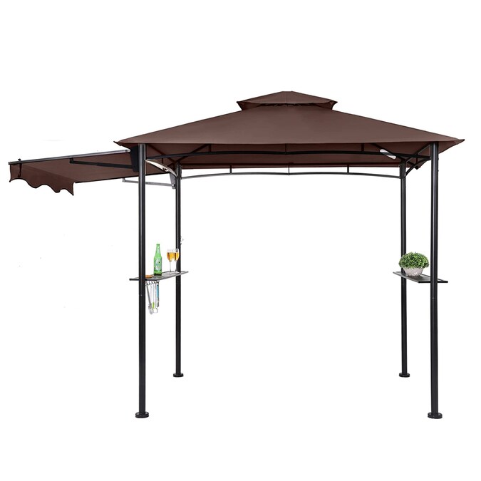 StarEcho 11-ft x 5-ft Grill Gazebo side awning Rectangle Brown Metal Polyester Roof Grill Gazebo