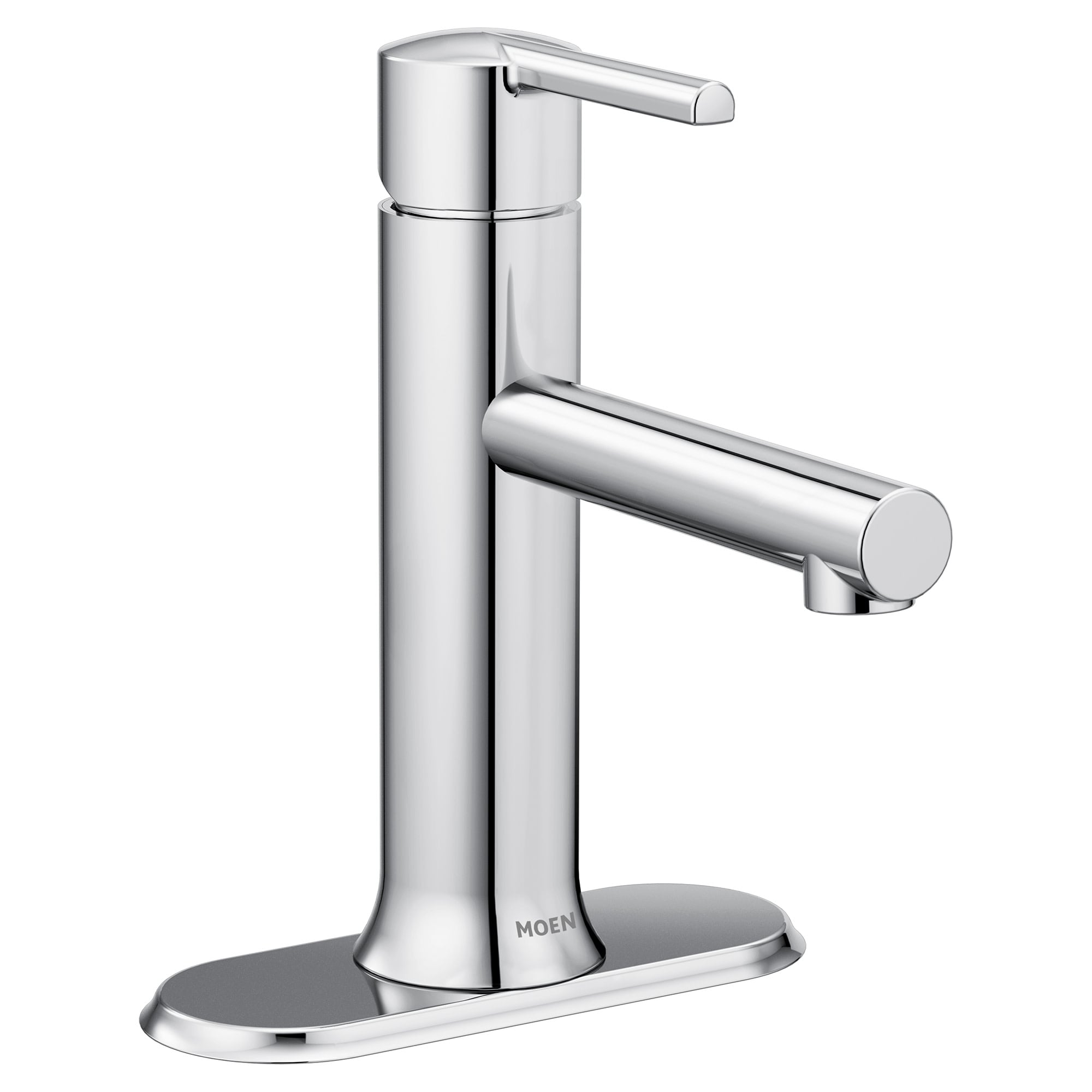 Chrome Single hole 1-handle WaterSense High-arc Commercial/Residential Handle Bathroom Sink Faucet with Drain with Deck Plate