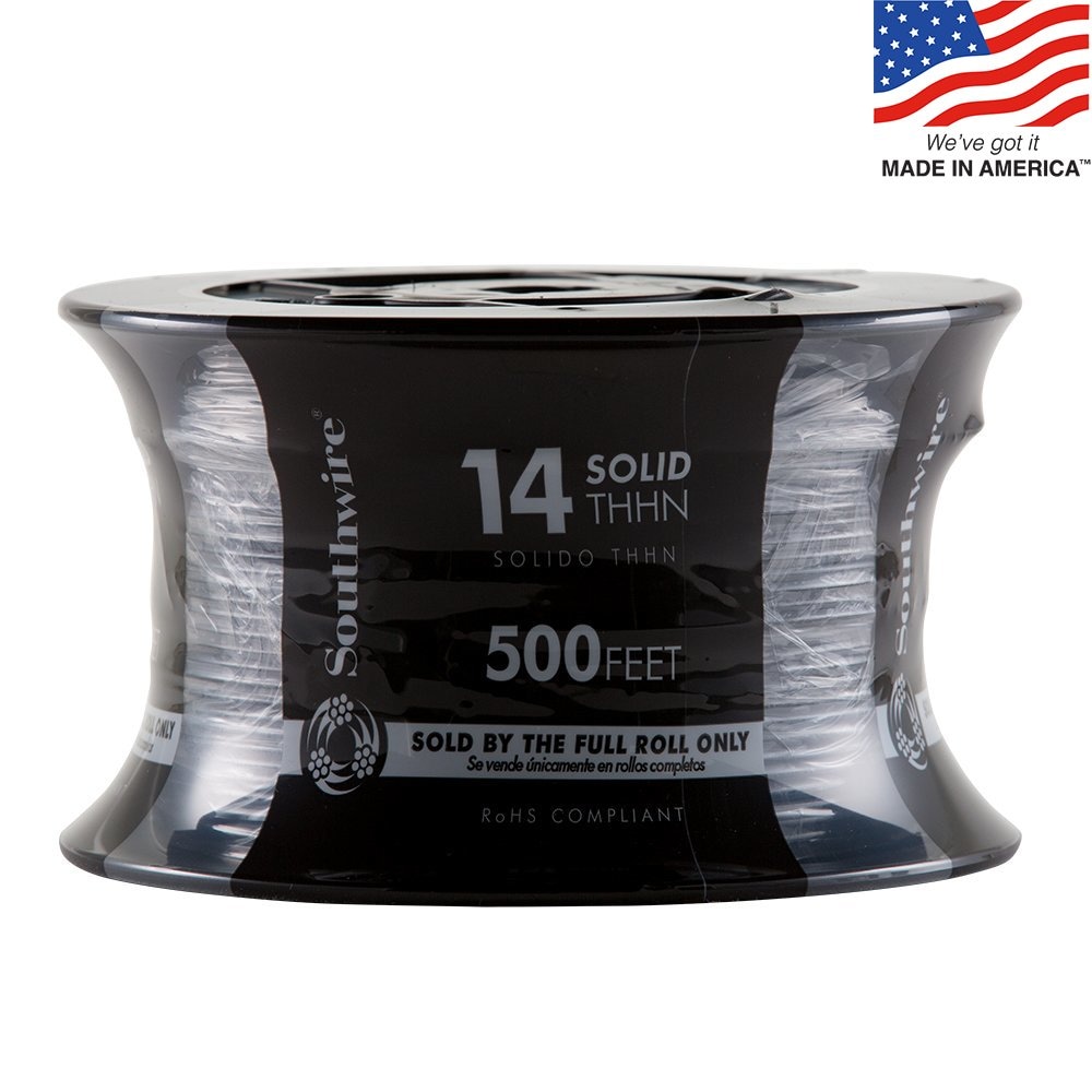 500-ft 14 -AWG Black Solid Copper THHN wire ( By-the-roll )