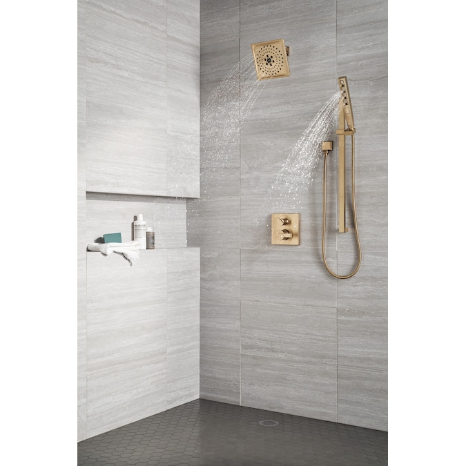 Delta Tetra Lumicoat Champagne Bronze 10.16-in Rectangle Handheld Shower Head 1.75-GPM (6.6-LPM) - Image 17