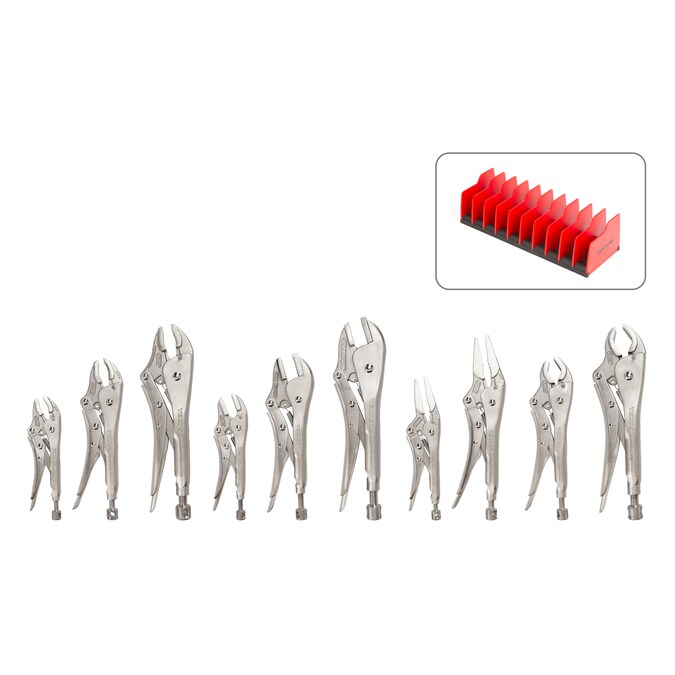 TEKTON Complete Locking Plier Set - 10-Pack, Multiple Colors/Finishes, Automotive Application, Chrome Molybdenum Steel Jaws