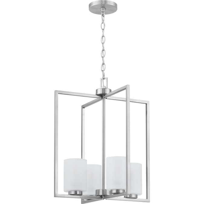 Progress Lighting Rexington 4-Light Brushed Nickel Modern/Contemporary Etched Glass Cylinder Medium Hanging Pendant Light