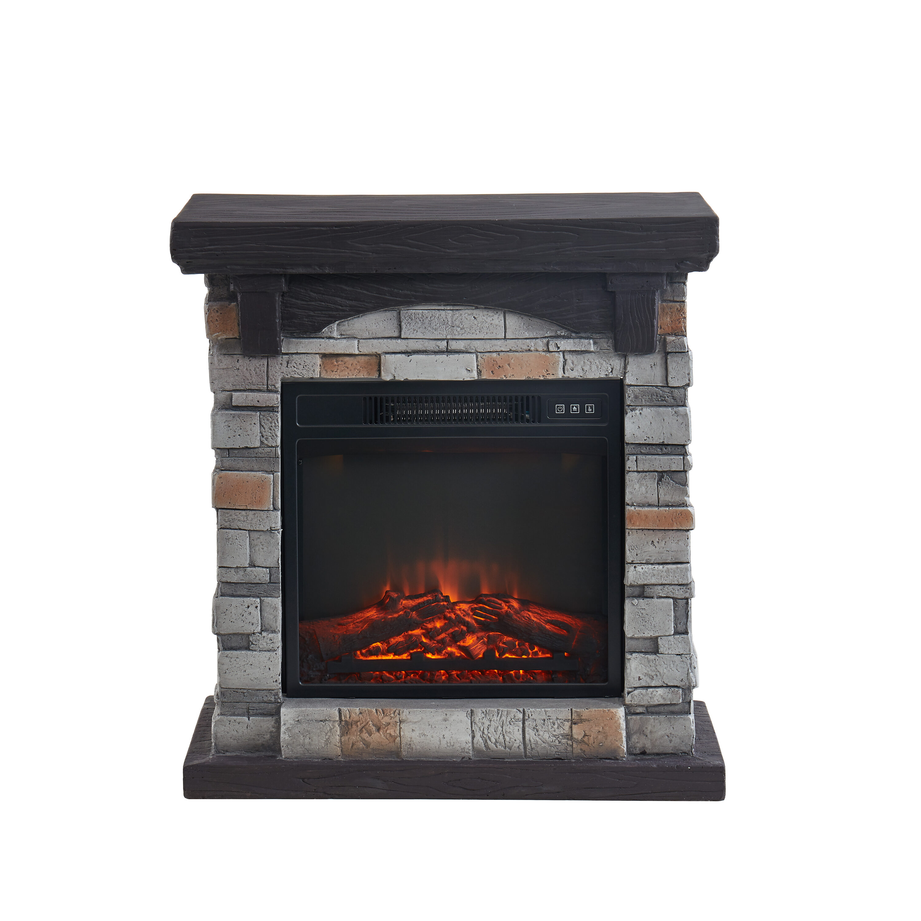 28-Inches W Gray Free standing LED Corner Electric Fireplace with Remote Control Included