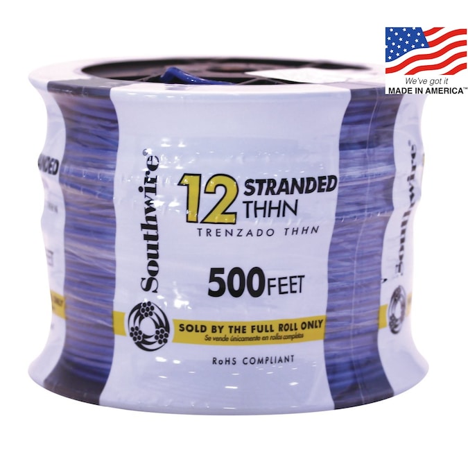 Southwire 500-ft 12-AWG Blue Stranded Copper Thhn Wire (By-the-roll)
