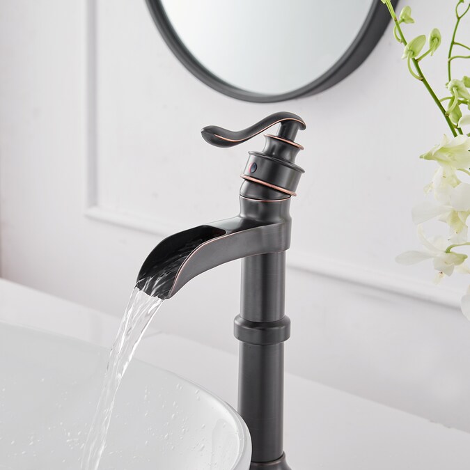 BWE Oil Rubbed Bronze Vessel 1-Handle WaterSense Waterfall Bathroom Sink Faucet with Drain - Image 6