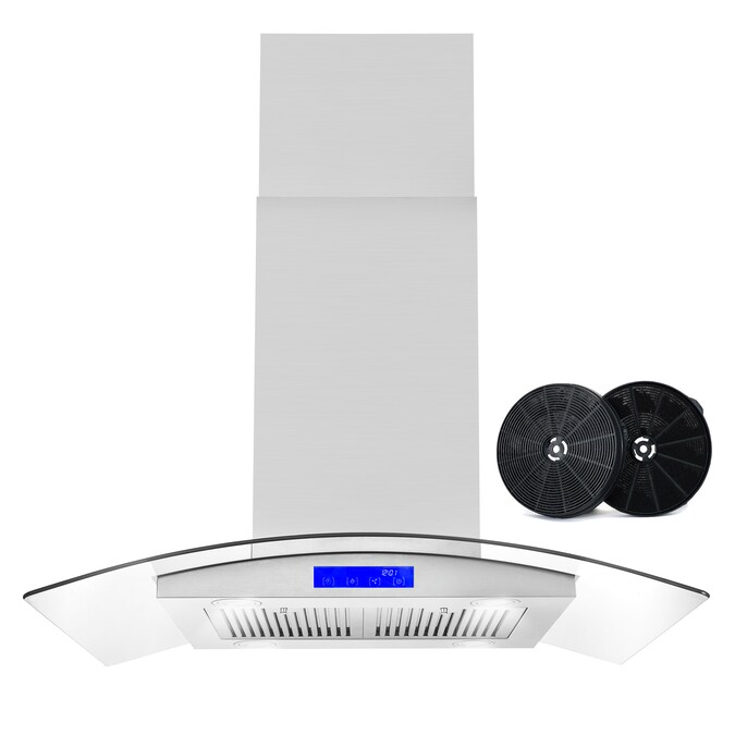 Cosmo 36-in 380-CFM Ductless Stainless Steel Island Range Hood with Charcoal Filter